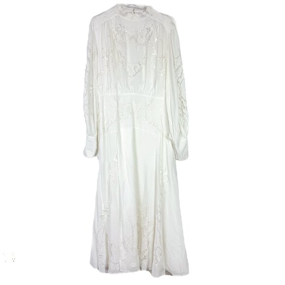 NWT ASOS EDITION High Neck Cutwork Embroidered Midi Dress W/ Full Skirt Size 14 - Picture 1 of 16